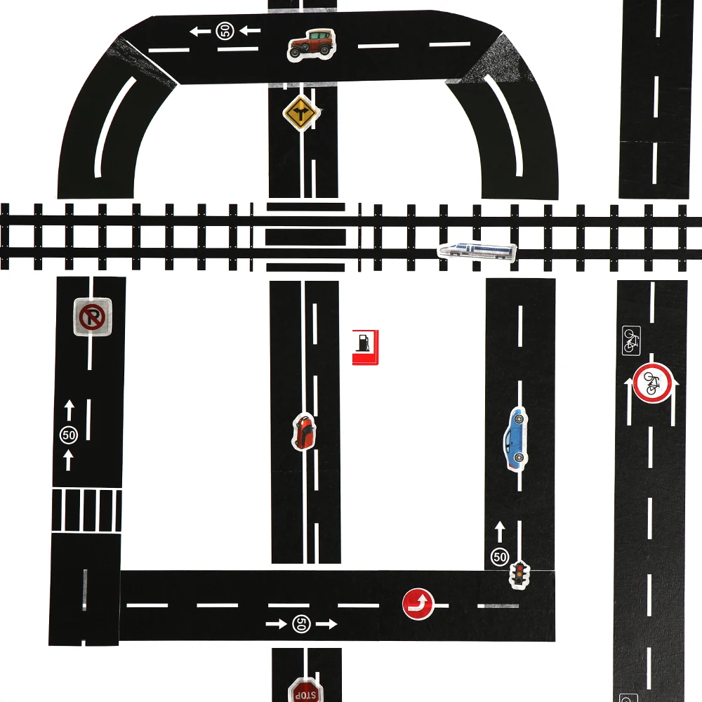 

1/5PCs Creative Railway Road Tape Sticker Wide Traffic Road Adhesive Masking Tape for Kids Study Road Signs Safety Education