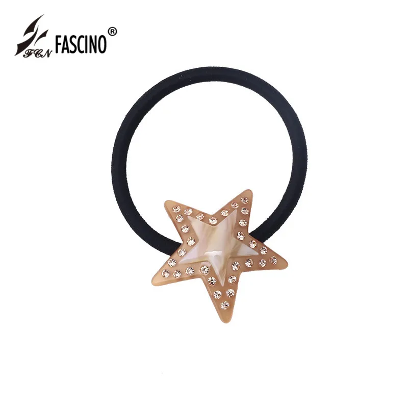

2018 New Fashion Acetate Hair Accessories Rhinestone Star Black Elastic Hair Ponytail Hair Band For Women Girls Gift Tiara