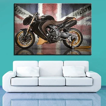

Canvas HD Prints Pictures Home Decor 1 Piece/Pcs Motorcycle Race Painting Flag Vintage Poster For Living Room Wall Art Framework