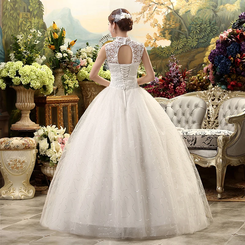Винтажное свадебное платье уникального дизайна с высоким горлом и блестящими блестками на шнуровке, свадебное платье, бальное платье, свадебные платья 201
