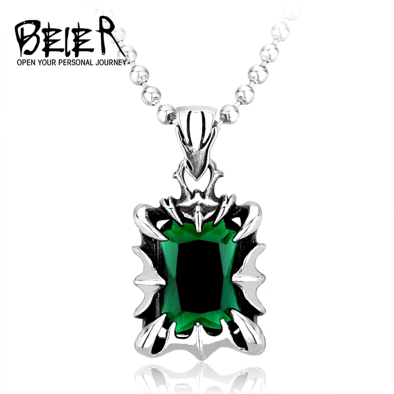 

2017 New Stainless Steel Cool Fashion Unique with 3colour stone Pedant necklace High Quality fashion jewelry BP8-103