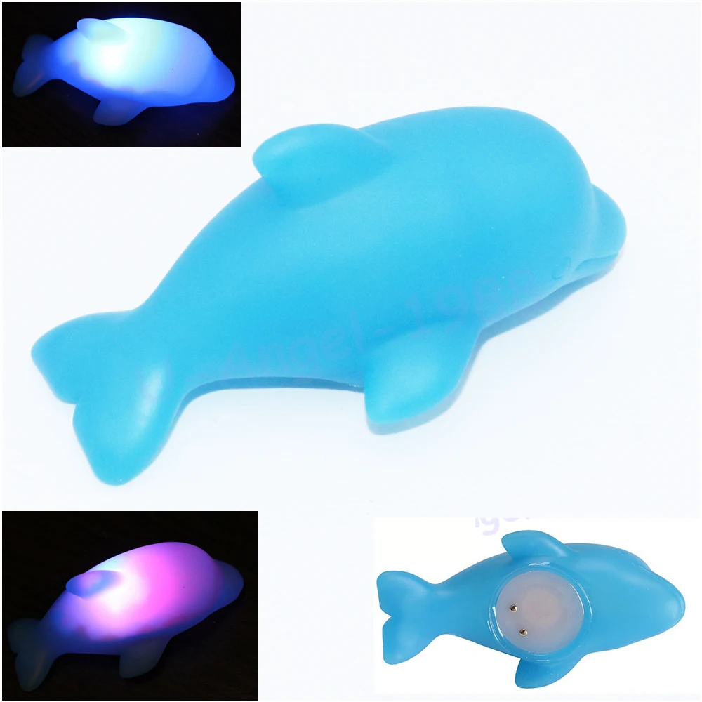 Wholesale 1pcs Blue Dolphin Flashing Light Baby Kits Bath Toy Baby