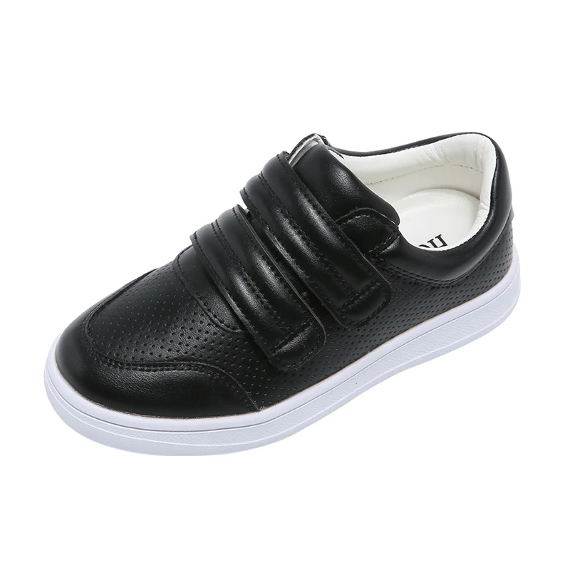 

Fashion Kids Shoes For Boys Hook & Loop Boys Sneaker Spring Flat Children's Shoes For Boy Leather Soft Baby Shoes Black Or White