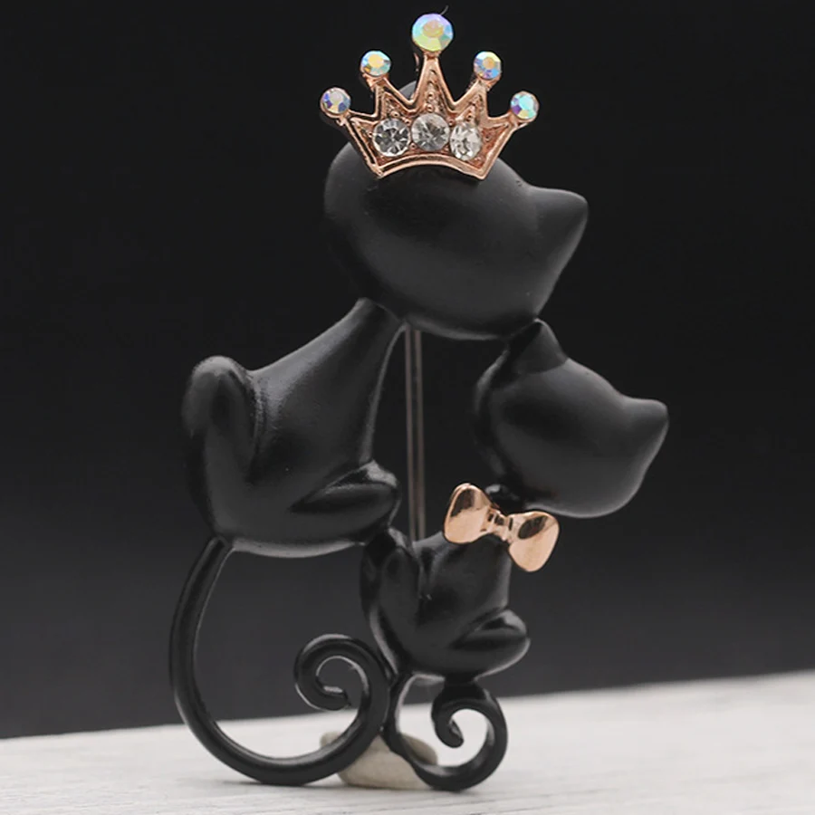 Vintage Crystal Cat Brooch Pin - Alloy Rhinestone Jewelry For Women, Clothing & Bag Accessory