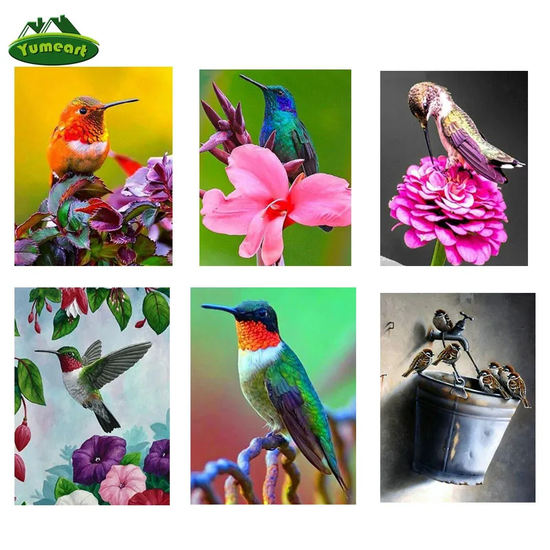 

YUMEART Diamond Embroidery Bird And Flower 5D DIY Diamond Painting Hummingbird Square Animals Pictures Of Rhinestones Wall Decor