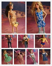 100Sets lot Factory Wholesale Casual Clothes Denim Suits For Barbies Mixed Styles Clothing Sets Girl Doll