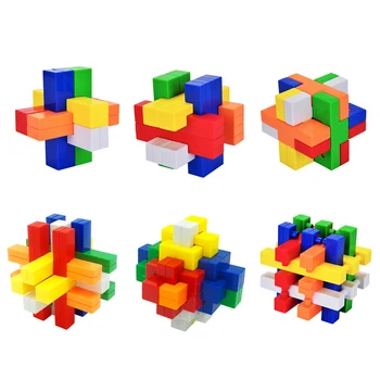 

Design IQ Brain Teaser Kong Ming Lock Plastic Interlocking Burr 3D Puzzles Game Toy Intellectual Educational For Adults Kids