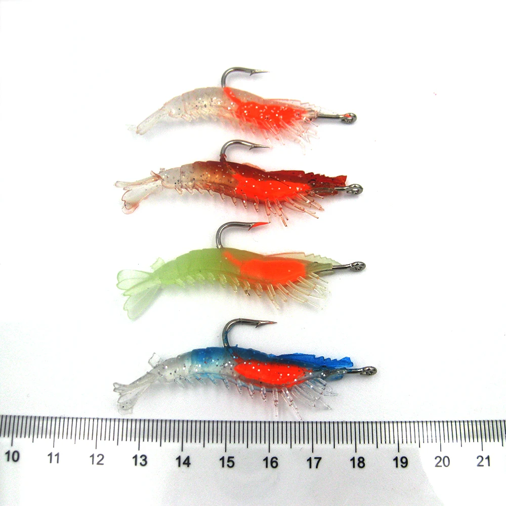 Soft Shrimp Fishing Lures Artificial Shrimp Baits 4 Colors Soft Lure