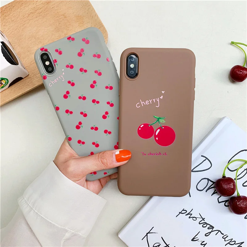KIPX1099_4_JONSNOW Phone Case For iPhone 7 8 Plus 6S 6 Plus XS XR XS Max Cherry Pattern Soft Silicone Case Back Cover Capa Coque Fundas