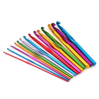 

Hot sales! 14 Sizes/set Multi Colored Aluminum Crochet Hooks Knitting Needles Kit Handle Knitting Needles For Loom Band DIY