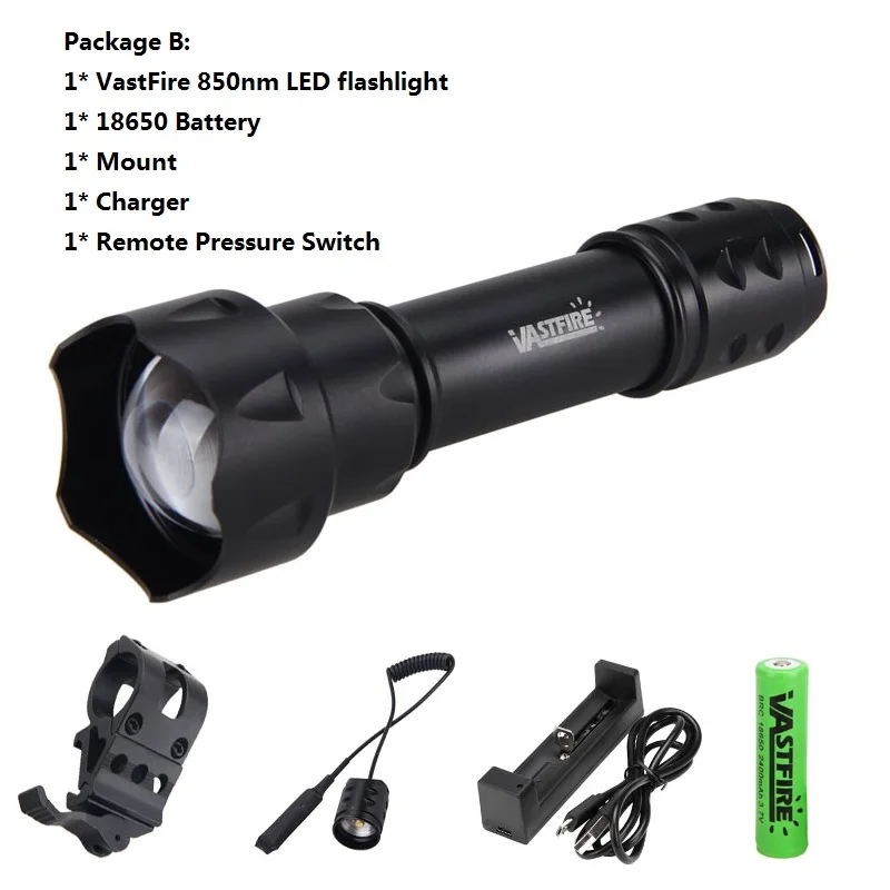 400Yards Zoombarer Fokus 7W 850nm LED Infrared IR-Lampe Nachtsicht Taschenlampe 