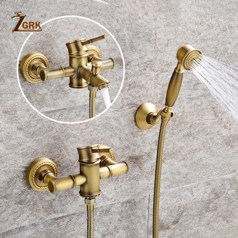 Preise ZGRK Dusche Armaturen Messing Goldene Wand Montiert Regen Badezimmer Wasserhahn Große Runde Dusche Kopf Handheld Badewanne Mischbatterie Set