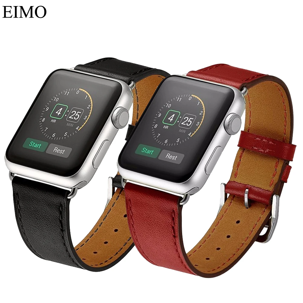 

EIMO Genuine Leather Strap For Apple Watch band 42/38MM Replacement Wrist bracelet metal buckle watchband belt for iwatch 3/2/1