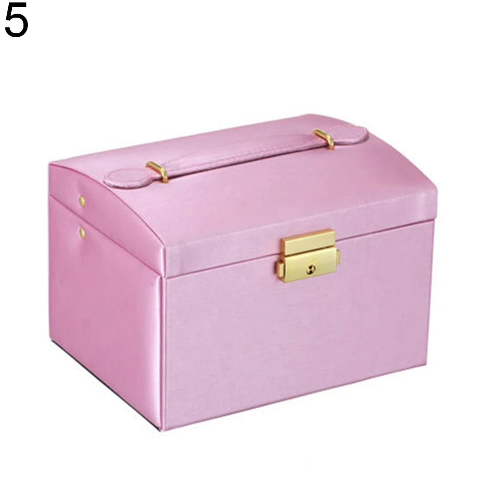 Faux Leather Jewelry Box Necklace Earring Bracelet Storage Case Cabinet Large Jewelry Packaging Boxes with 2 drawers 3 layers