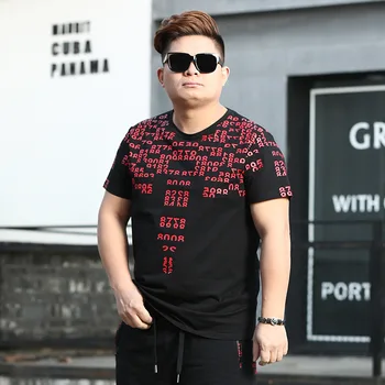 

New Arrival Men's Summer Loose Casual Cotton O-neck Printing Short T- Shirt Brand Male Pure Color Clothing Large Size 3XL-8XL