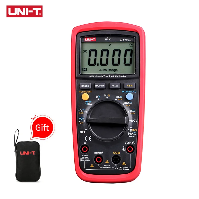 

Free Shipping UNI-T UT139C Digital Multimeter Auto Range True RMS Meter Handheld Tester 6000 Count Voltmeter Temperature Test