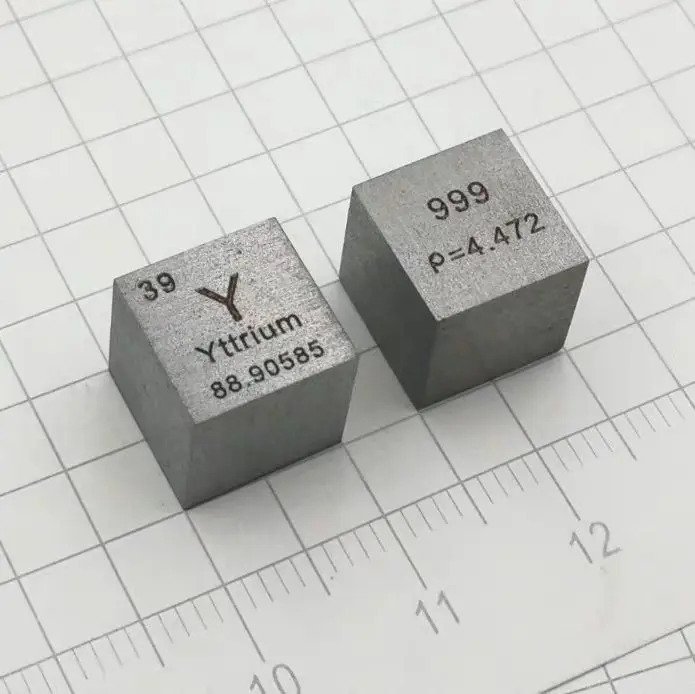 Коллекция высокой чистоты 99.9% Yttrium редкий земельный Металл Y 7,45 г резной элемент Table10mm куб