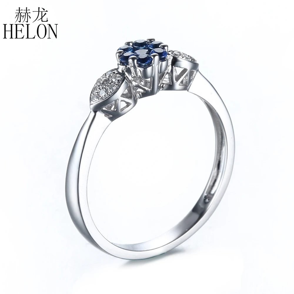 HELON, Стерлинговое Серебро, 0.4ct, натуральные сапфиры, бриллианты, обручальное кольцо, юбилей, вечерние, для женщин, группа, хорошее ювелирное изделие, модный