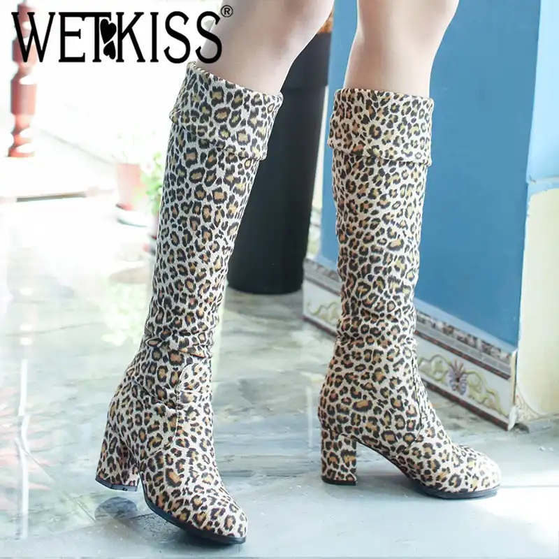 over the knee leopard print boots
