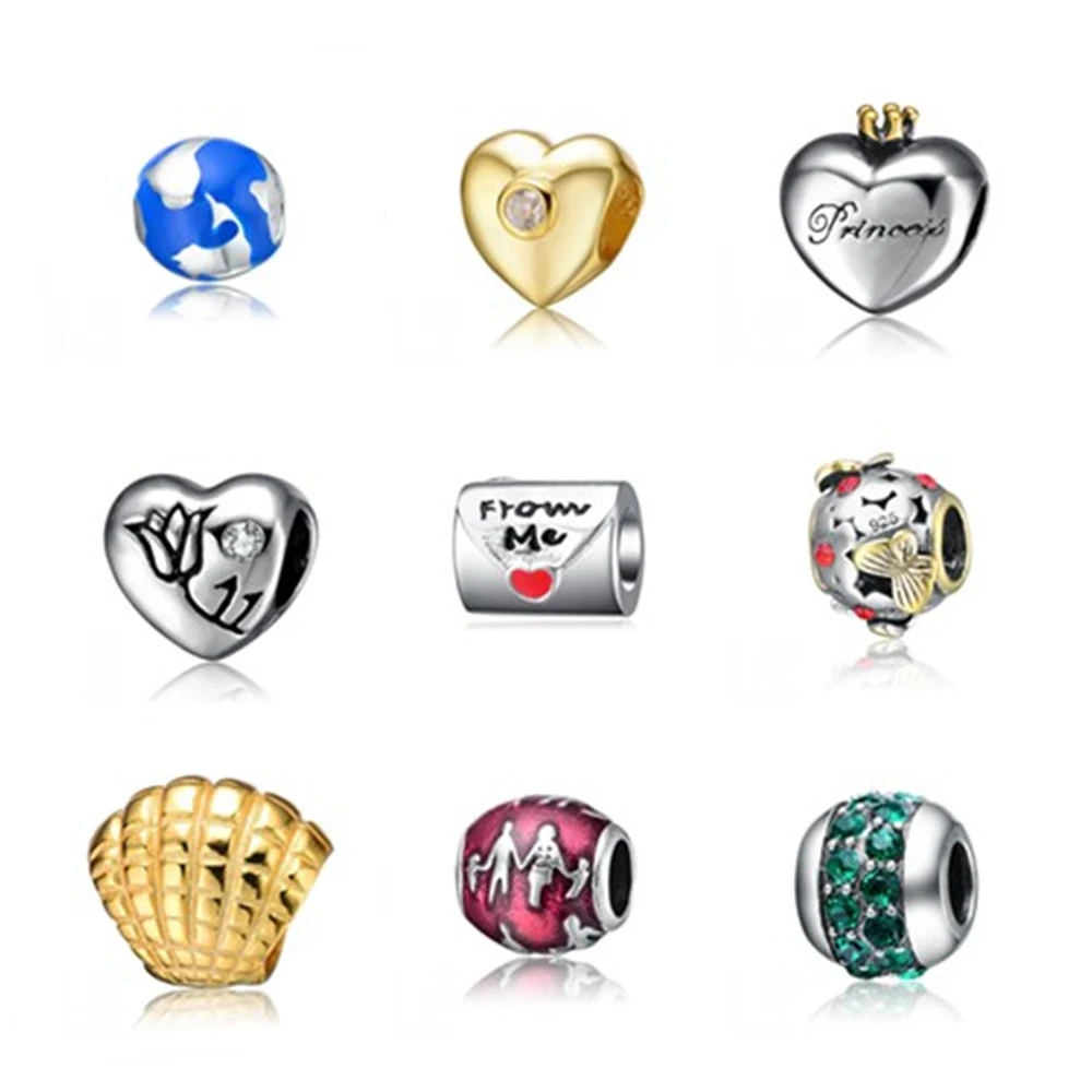 

Aceworks 925 Sterling Silver European Beads Silver Charms Fit diy Snake Chain Bracelet Women LH2077