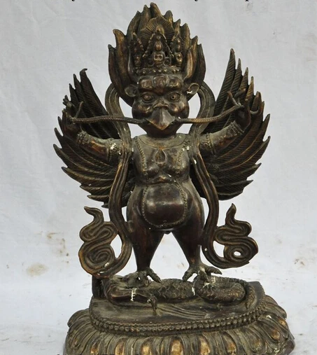 

bi003862 Tibet Buddhism fane Bronze Joss Redpoll Winged Garuda Bird Eagle Buddha Statue