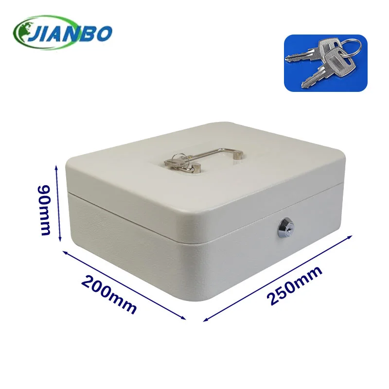 New Portable Steel Lock key Cash Money Safe Security Box China For School Office Keys Lockable Coin Outdoor White Storage Items