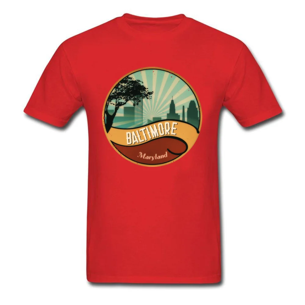 Custom Baltimore Art Deco Design Young T-Shirt Cheap Summer Fall Short Sleeve Crewneck 100% Cotton Tops T Shirt Tops Shirt Baltimore Art Deco Design red