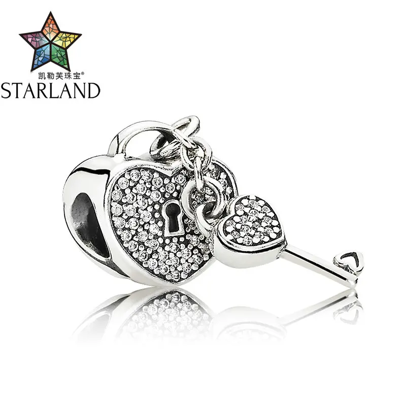 

Starland Fashion 925 Sterling Silver Lock Of Love Charm Beads Fit Original Brand Padlock Pave Setting CZ Bracelet DIY Jewelry
