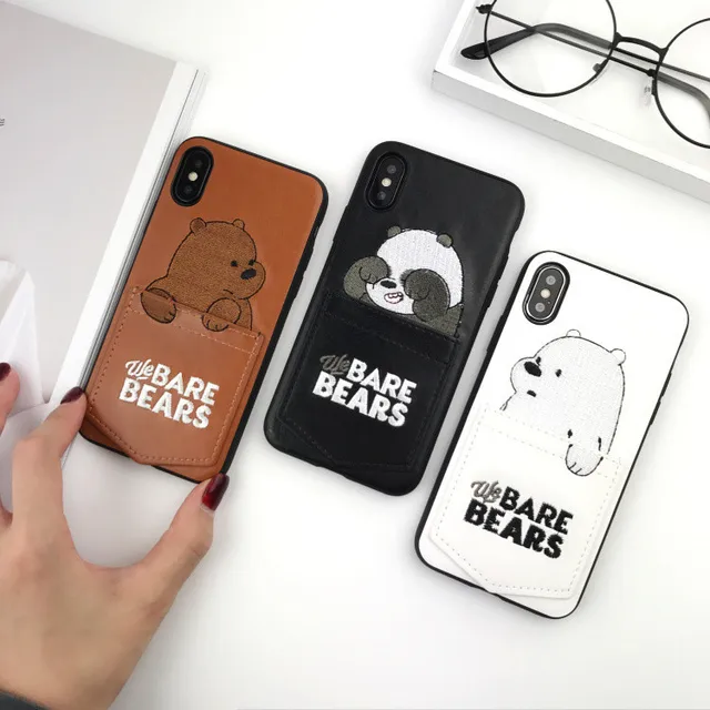 Luxury Leather Cartoon Bear Phone Case For All iPhone 3