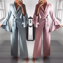 2018 2019 Spring Irregular Flared Sleeve Long Rompers Formal Knot Side Wide Leg Jumpsuit 2018 2019 Spring Irregular Flared Sleeve Long Rompers Formal Knot Side Wide Leg Jumpsuit