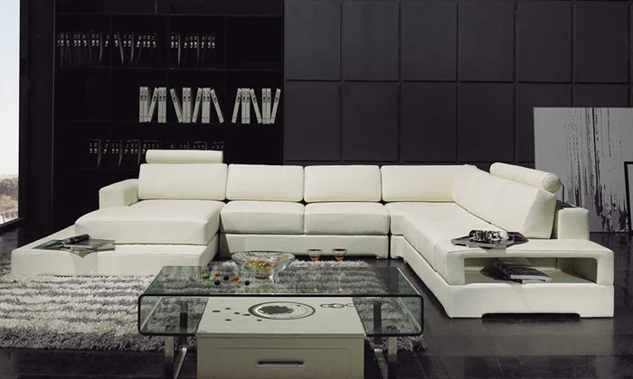 Latest modern design sofa u shaped corner sofa with led light ... Modern design sofas