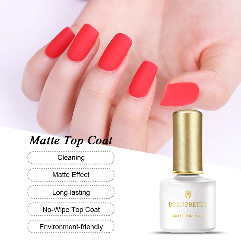 

BORN PRETTY 6ml Matte Top Coat Nail Gel Polish Misty Effect UV Gel Varnish Soak Off No Sticky Manicure Nail Art Laquer