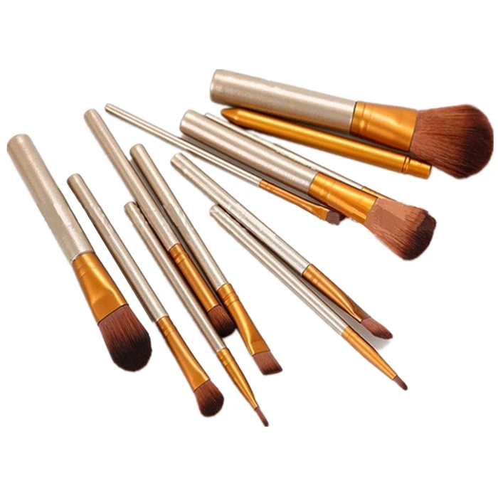 Conjunto de Escova de Maquiagem Moda Marca Feminina Premiuim Alta Qualidade Macio Taklon Cabelo Profissional Maquiagem Artista Escova Kit Ferramentas 12 Pçs 4 Jogos de maquiagem