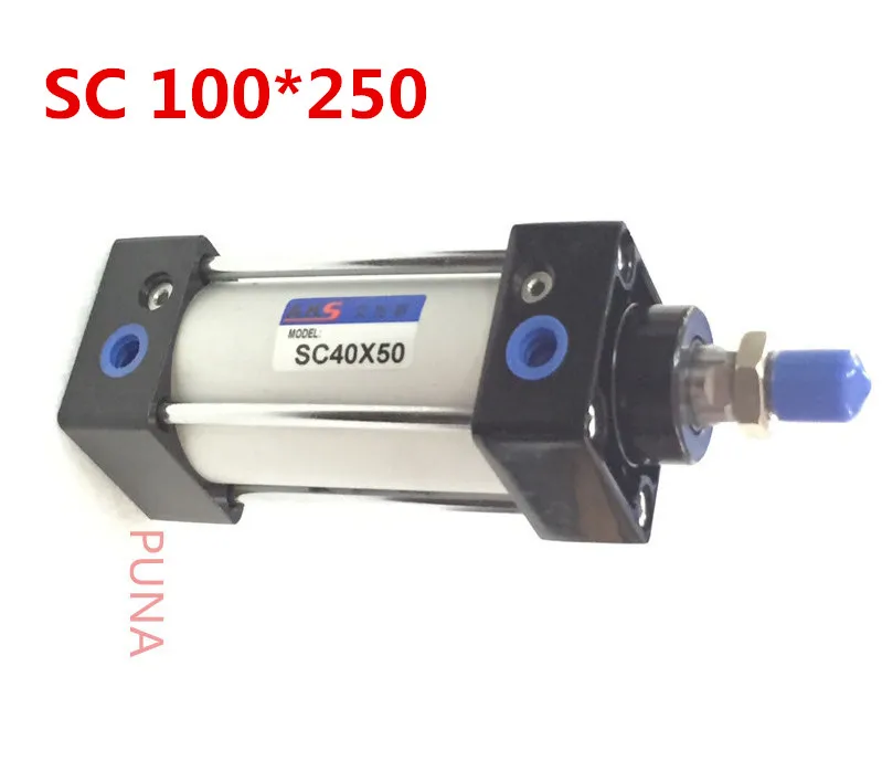 100mm Bore 250mm Stroke 100*250 Standard Pneumatic Airtac Type Cylinder SC 100x250 Adjustable