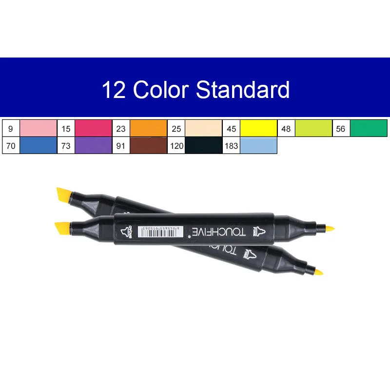 12 Вт, 30 Вт/40/60/80/168 Цвет маркер для рисования набор двойной головой художественный эскиз жирной на спиртовой основе маркеры для школы интерьер общий дизайн - Цвет: 12standard-black