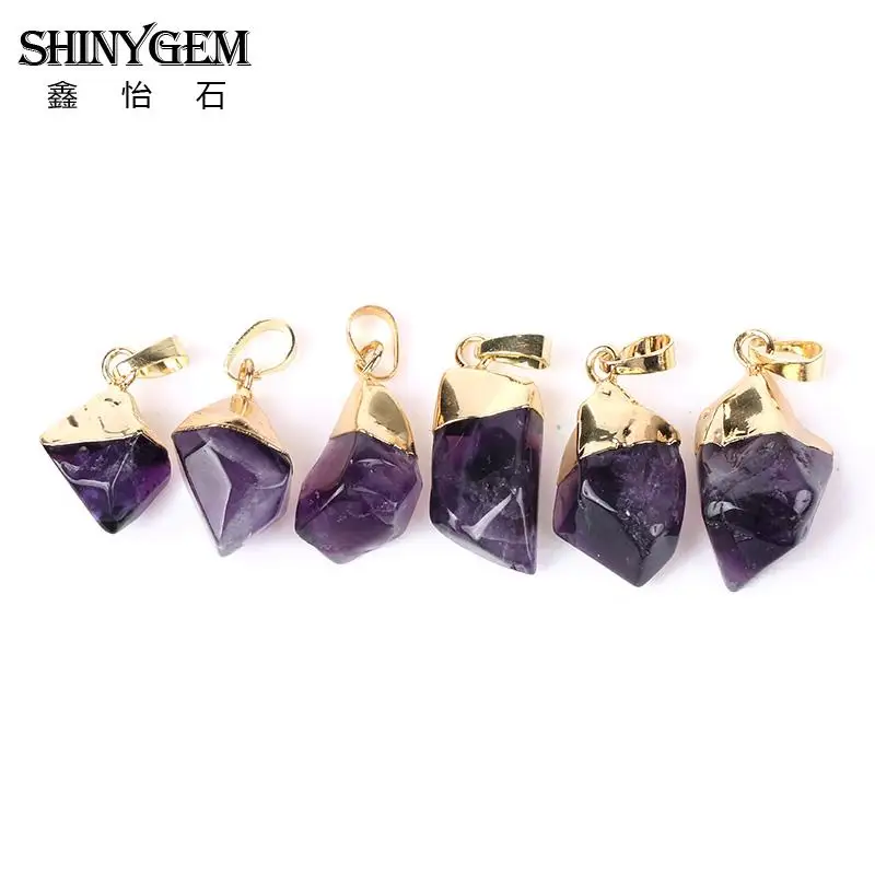 

Hot Sell Natural Amethysts Stone Pendant Amethysts Druzy Agates with Gold plating Cap Fashion Pendent Accessories Jewelry