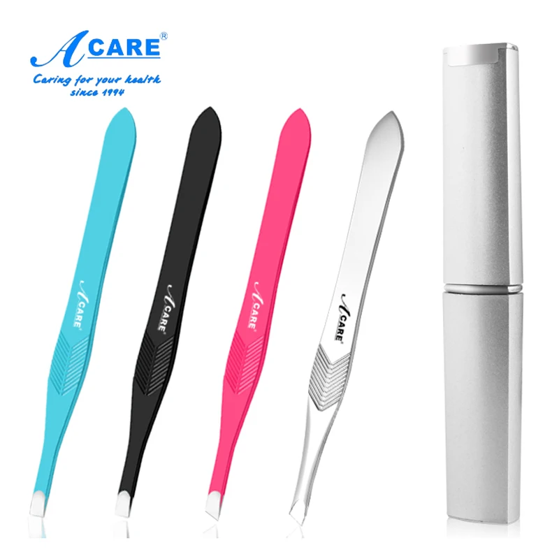 

ACARE Eyebrow Tweezers with Storage Box Hair Remover Eye Brow Tools for Makeup Stainless Steel Slant / Flat Tweezers