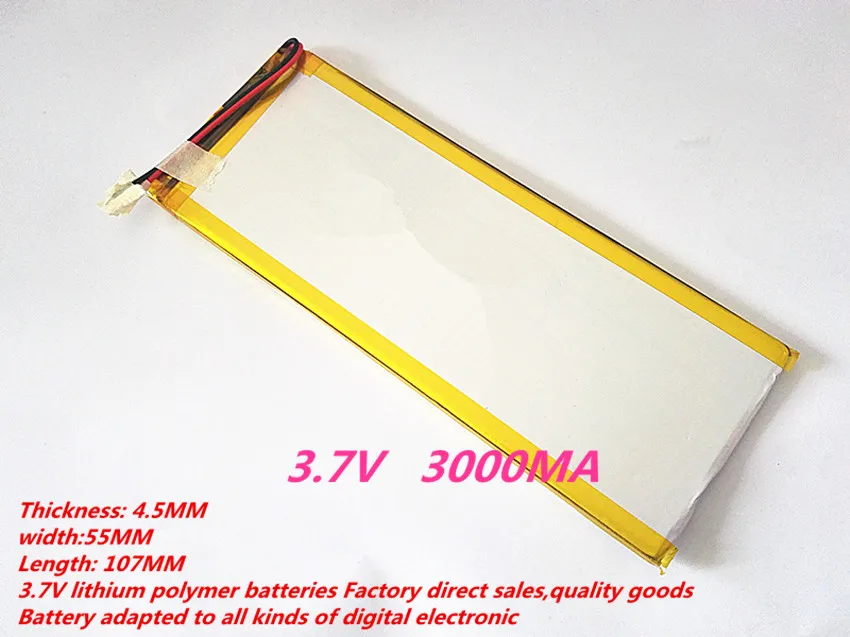 best battery brand 1PCS PL4555107 battery li polymer battery 3000MA