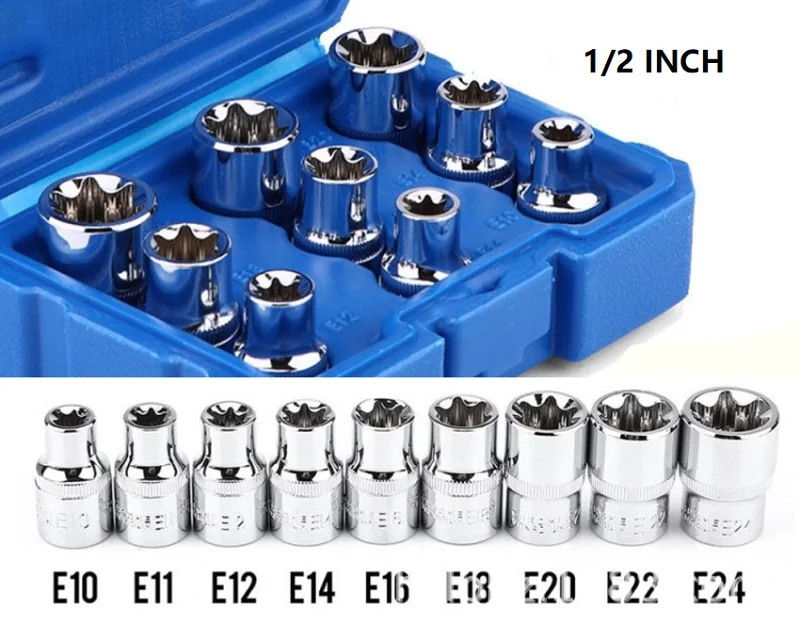 Новый 9 шт./set1/2 дюймов Torx звезда бит гнездо самка E комплект E10 E11 E12 E14 E16 e18 E20 E22 E24