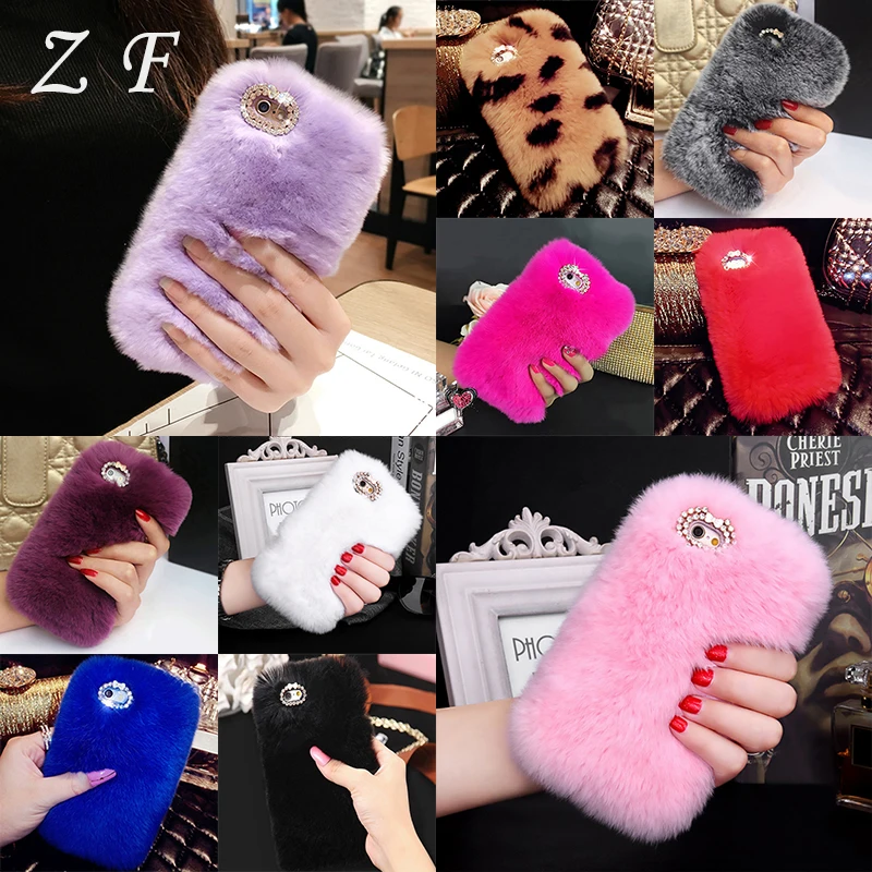 New Lady Fashion Colorful Rabbit Hair Bling Diamond Plush Furry TPU Back Cases Cover for IPhone 6/6S Plus 7/7Plus Wholesale | Мобильные