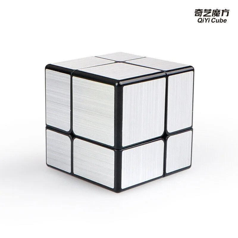 QIYI серебряная металлическая наклейка зеркальный блок 2x2x2 волшебный куб черный Твист Головоломка быстрая ультра-гладкая скоростная Головоломка Куб Детская игрушка