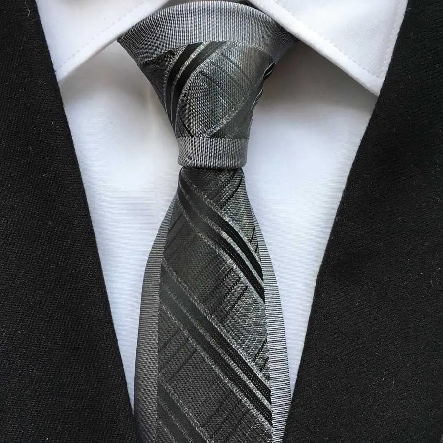 Дизайн тонкий галстук мужской роскошный галстук серая кайма с диагональными полосками