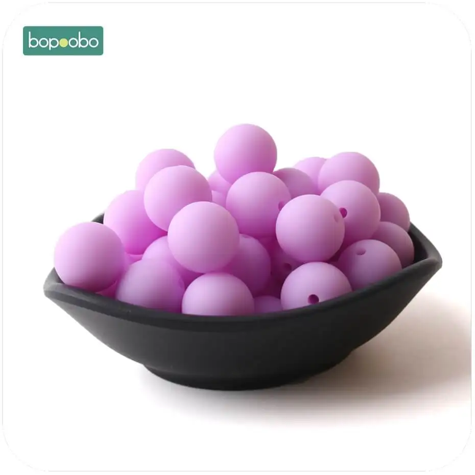 purple Bopoobo Baby уход, прорезыватель конфеты Цвета 15 мм 30 шт. силиконовые бусины сенсорная игрушка для прорезывания зубов DIY, ювелирные изделия, аксессуары, малоенькая прогулочная коляска Прорезыватель для зубов - Цвет: purple