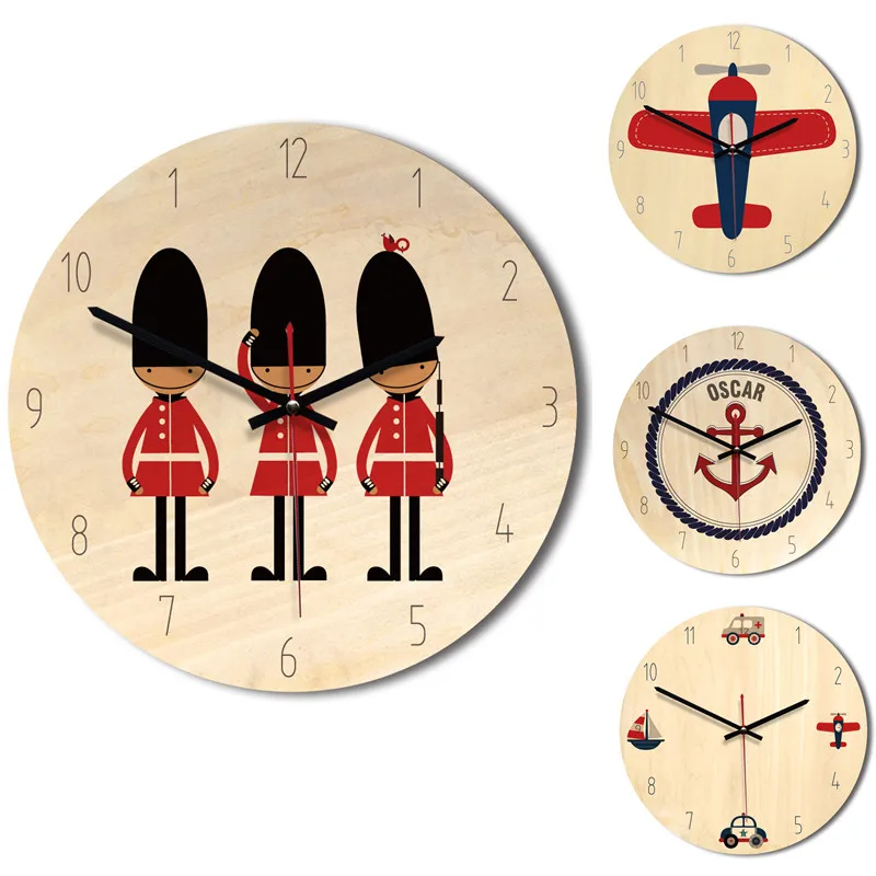 

12" Queen Guard Soldier Wood Wall Clock Bed Living Home Room Decor Creative Animal Fun Clock Child Boys Girls Gift