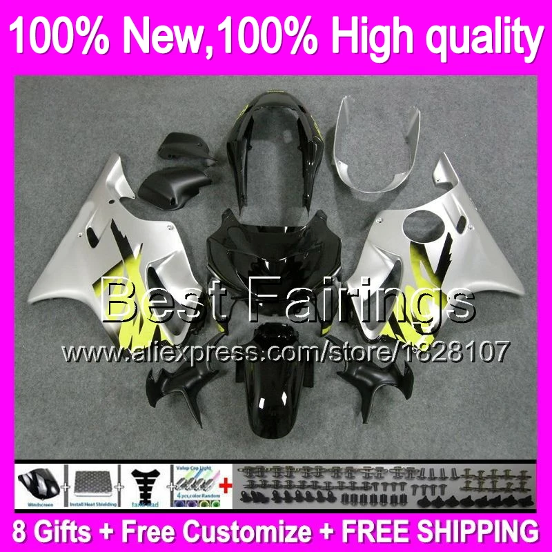 

Fairing Silver black For HONDA CBR600F4 99-00 +decals 21B2 Silver blk CBR 600F4 CBR600 F4 CBR 600 F4 99 00 1999 2000 +decal