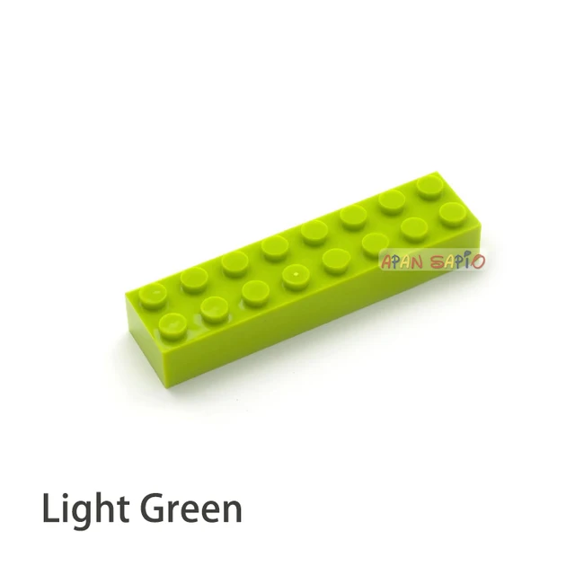 20pcs DIY Building Blocks Thick 2x8 Dots Educational Creative Toys for Children Figures Plastic Bricks Size Compatible With 3007 Light Green 20pcs