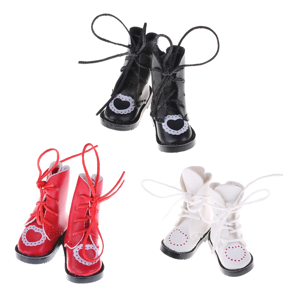1pair PU Leather 1/8 doll Boots For BJD 1/6 dolls Shoes for Blythe Licca Jb Doll Mini Boot 3.2cm