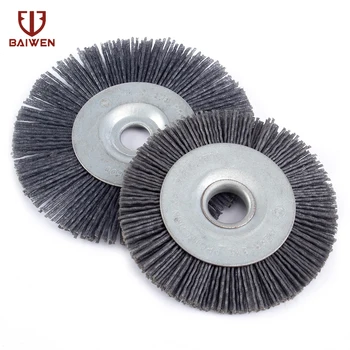

110mm Abrasive Wire Grinding Flower Head Abrasive Nylon Wheel Woodwork Polishing Brush Bench Grinder For Wood Furniture Mahogany