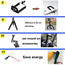 Xiaomi Yi 4k Accessories Set for gopro kit Three way Monopod selfie stick for Eken h9r Gopro Hero 5 4 3+ Action Camera