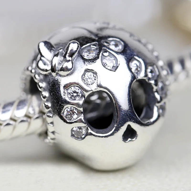 

New 925 Sterling Silver Bead Charm Sparkling Skull With Butterfly & Beaded & Heart Beads Fit Pandora Bracelet Bangle Diy Jewelry